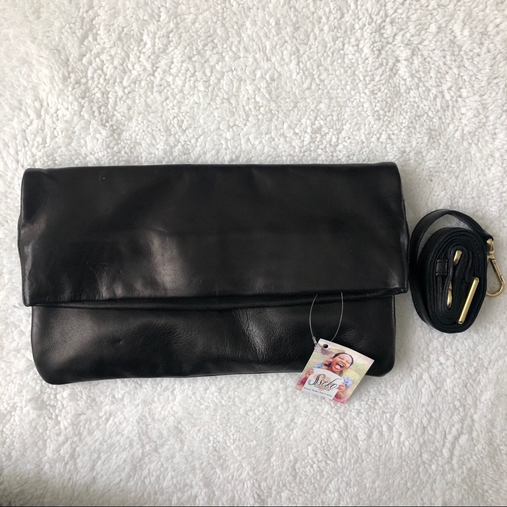 Sseko Fold Over Crossbody Clutch- genuine leather